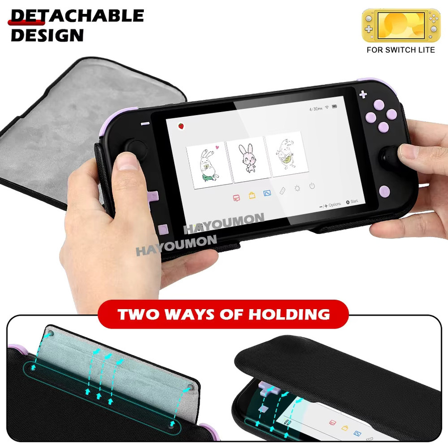 Hayoumon Schutzhülle für Nintendo Switch Lite in Grau mit abnehmbarer Magnetschale und 360 Grad Flip Cover Rundumschutz - Bild 3