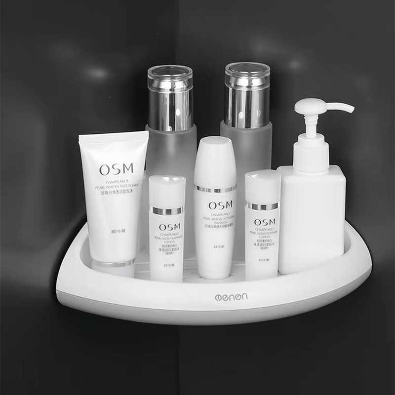 WIKHOSTAR Eckregal für Badezimmer und Küche, Wandmontage, Shampoo-Halter aus Kunststoff in Matt, Grau oder Weiß - Bild 2