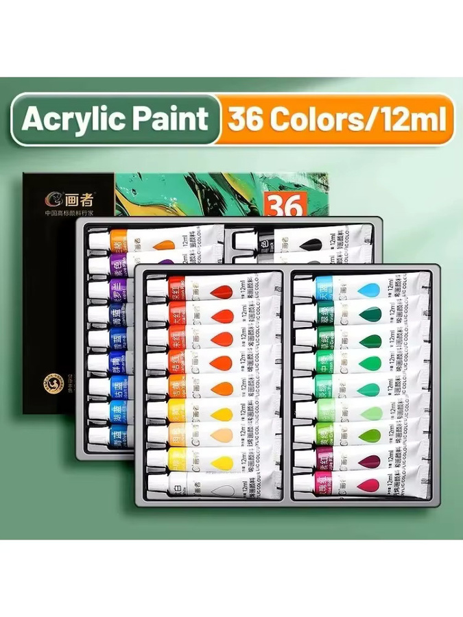 Acrylfarben-Set mit 12 bis 36 Farben in Multicolour, wasserfeste Kunstfarben für DIY-Handwerk, Zeichnen und Malen auf Leinwand, Stein oder Stoff, 5 ml oder 12 ml pro Tube - Bild 6