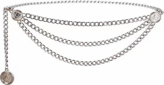 XYNN Kettenbauchkette mit Fransen, Vintage-Anhänger, silber, Damen - Bild 1