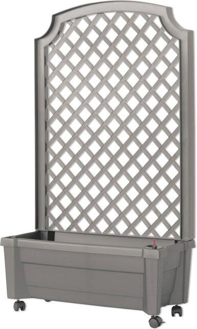 KHW Calypso Pflanzkasten mit Bewässerungssystem, Spalier und Rollen in Grau - Bild 2