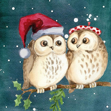 FIYO 5D-Diamant-Stickerei, Eule, Cartoon-Weihnachtsmuster, Perlenstickerei, braun