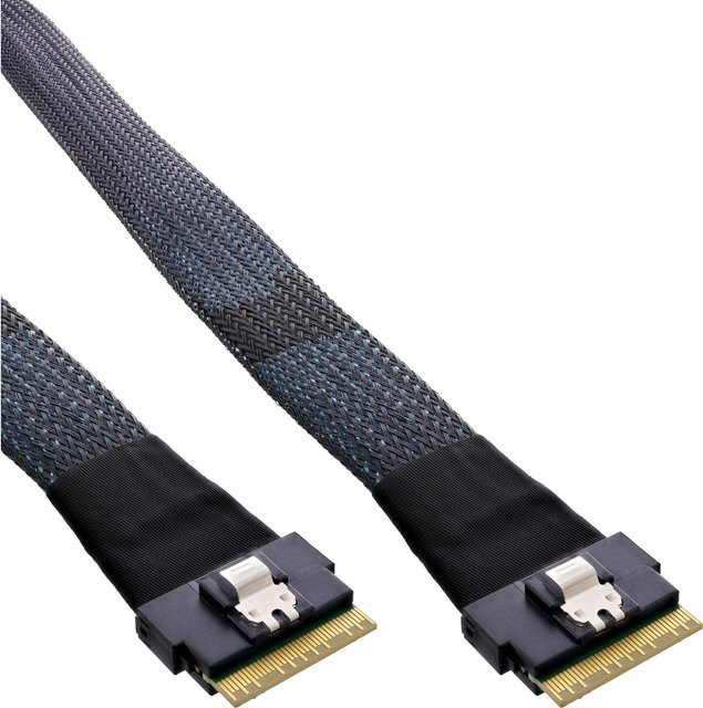 InLine Slim SAS Kabel SFF-8654 8X auf SFF-8654 8X, 48 Gb/s, Schwarz, Länge: 1 m - Bild 1