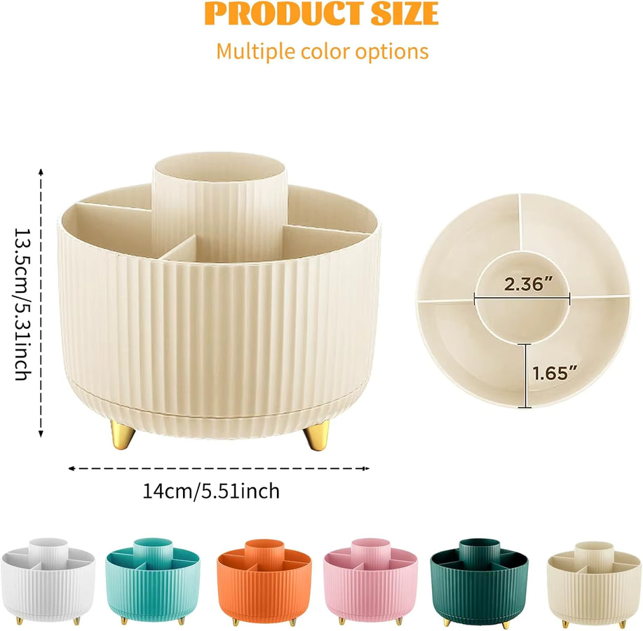 RUNTOIN Kosmetik-Aufbewahrungsorganizer 360 Grad drehbar, rotierender Halter aus Kunststoff für Schminktisch und Badezimmer, Weiß/Grün - Bild 2