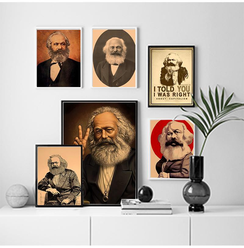 Aidegou5 Marx Leinwandgemälde Vintage Wandbild Kraft-Poster mit Aquarellmuster, Multicolor, Breite: 60 cm, Höhe: 100 cm - Bild 2