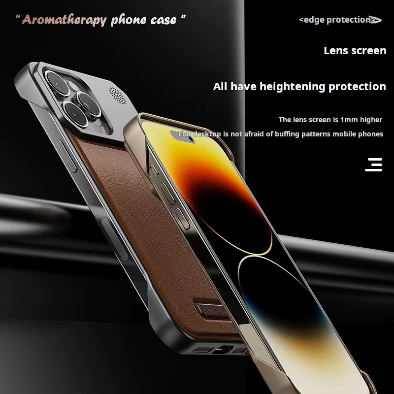 RPKKS Magnetische Lederhülle für iPhone 16 15 14 13 12 11 Pro Max mit MagSafe und Aromatherapie-Funktion in Braun - Bild 4