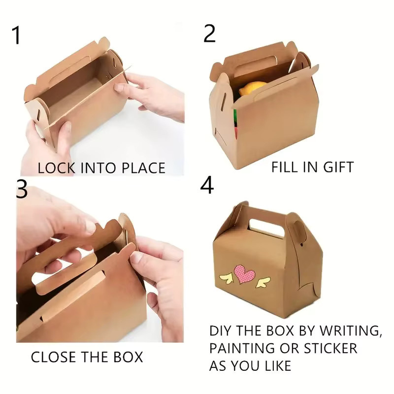 Set aus 10 oder 30 Pralinenschachteln aus Kraftpapier in Braun oder Weiß als DIY-Verpackungsbox für Party, Hochzeit oder Kuchen - Bild 4
