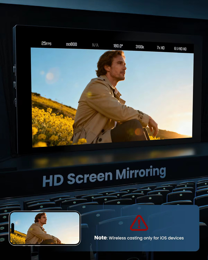 Eyoyo 7-Zoll Kamera-Feldmonitor mit 1280x800 IPS Display, Mini HDMI Videomonitor mit Bildschirmspiegelung für iPhone, tragbarer Batteriebetriebener Monitor für DSLR-Fotografie und PC - Bild 5