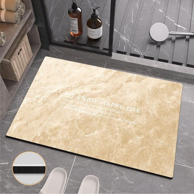 Schnelltrocknende Diatomeenerde Fußmatte im Nordische Marmor Design, rutschfest und feuchtigkeitsableitend für dein Badezimmer, B/B/H: 40 x 60 x 1 cm - Bild 1