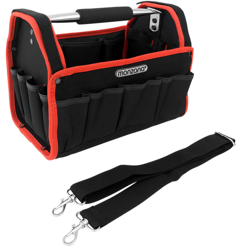 Monzana Werkzeugtasche aus Polyester in Schwarz/Rot mit Tragegurt, Breite: 33 cm - Bild 2