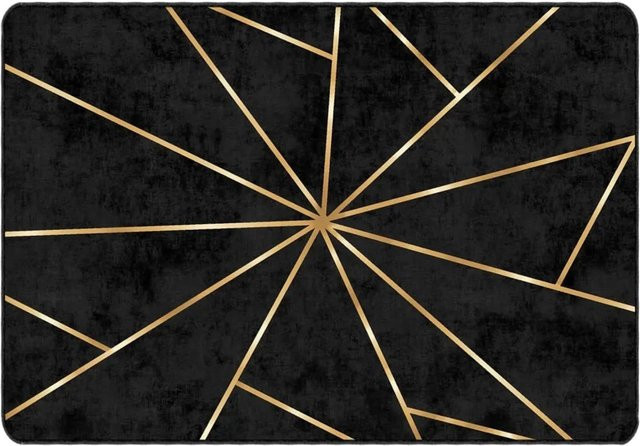 vidaXL Teppich aus Samt Polyester in Schwarz und Gold, waschbar und rutschfest, B: 160 cm, T: 230 cm - Bild 1