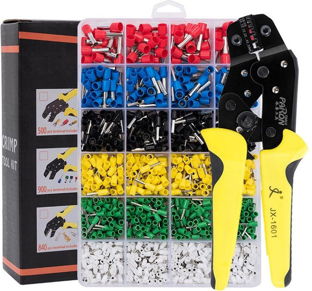 Isoliertes Ratschen-Crimper-Set Crimpzange für Kabelschuhe AWG 24–10 in Gelb - Bild 1