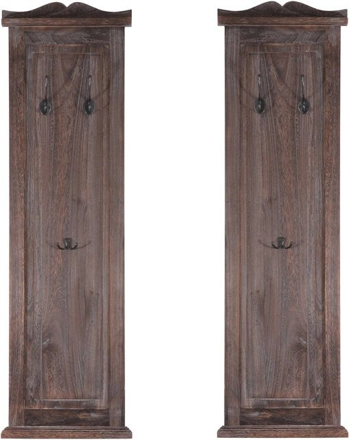 MCW 2er-Set Wandgarderobe H33 aus Paulowniaholz in Braun Shabby, B/H/T: 109 x 33 x 28 cm - Bild 2