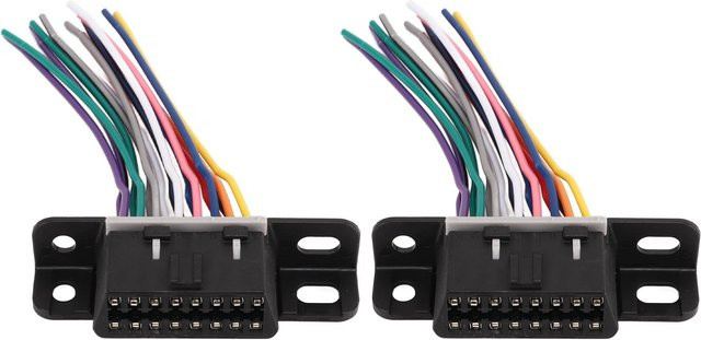 TOMTOP JMS 2er-Set OBD2 16-Pin Diagnose-Stecker Harness Universell in Schwarz und Multicolour - Bild 1