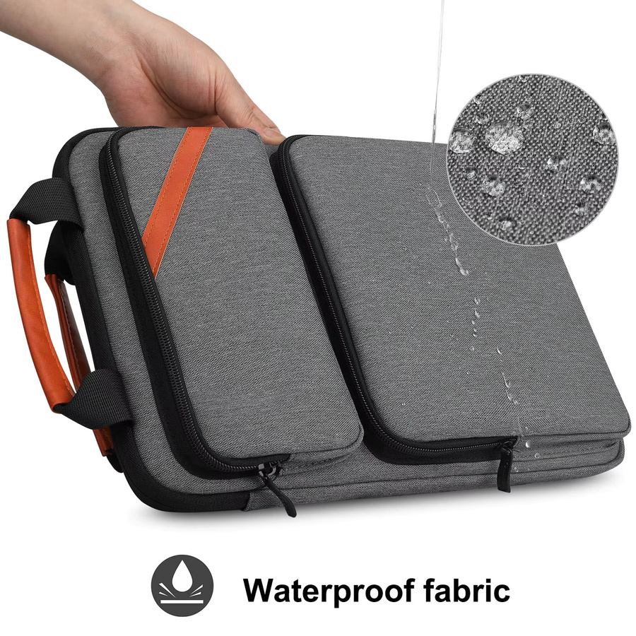 ICozzier Laptop-Umhängetasche für 12,9 bis 13,3 Zoll, Doppeltaschen-Laptop-Hülle und Tablet-Tasche für MacBook Pro und iPad Pro, Schwarz und Grau - Bild 4