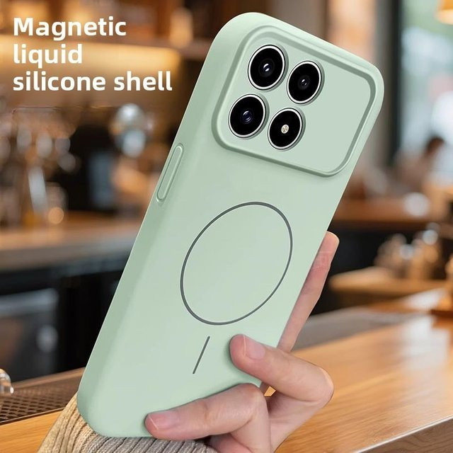 Magnetische Silikonhülle für Xiaomi POCO F8 Ultra und POCO F8 Pro in Blau, kompatibel mit kabellosem Laden - Bild 1