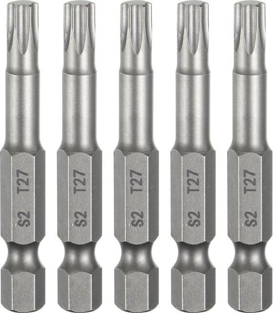UXCELL Torx-Schraubendreher-Bit Set T5-T50, 1/4 Zoll Sechskantschaft, 50 mm magnetisch, S2-Stahl 6-Punkt-Stern-Bits - Bild 1