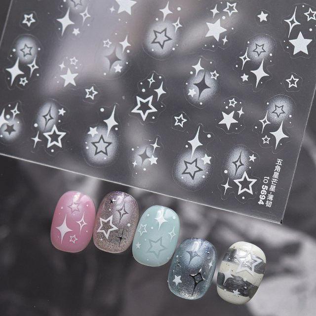 NAILFYOU Nagelkunst-Aufkleber, Schwarz-Weiß, Schimmernd - Bild 1