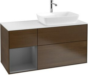 V&B Waschtischunterschrank Finion mit Wandbeleuchtung, Walnuss, Breite: 120 cm, Tiefe: 50,1 cm, Höhe: 50,1 cm - Bild 1