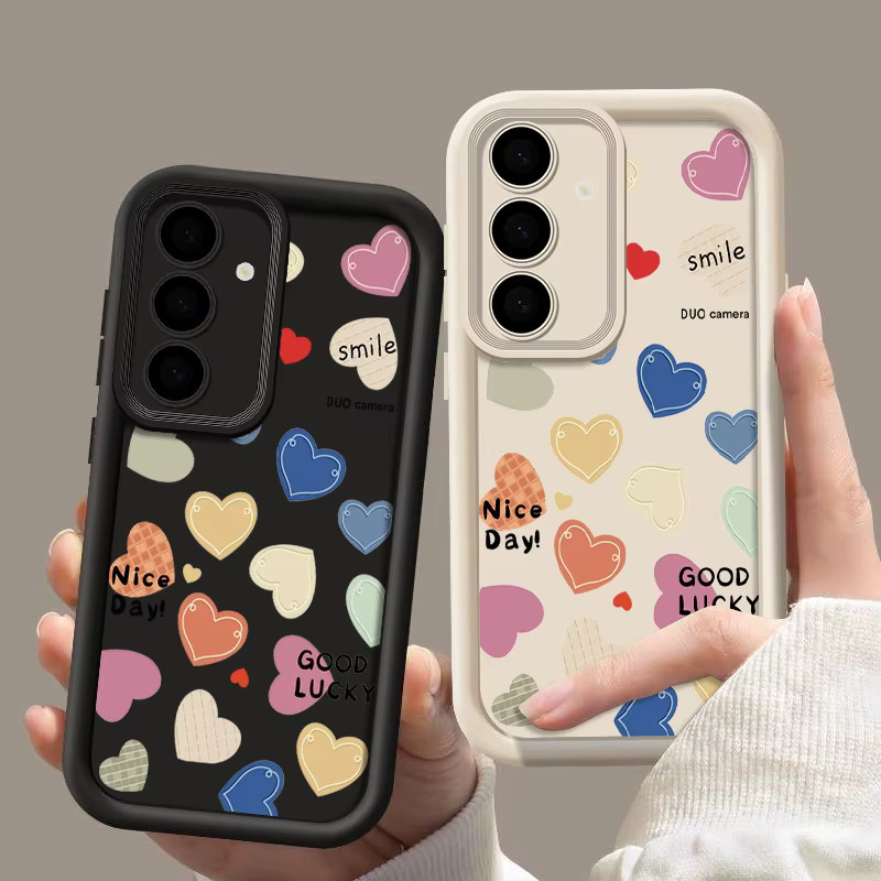 Silikon Handyhülle mit Herz-Design für Samsung Galaxy A15 A56 A55 A14 A53 A54 A26 A36 A34 A52 S25 S24 S23 S22 Ultra Plus S24 FE in Schwarz - Bild 4
