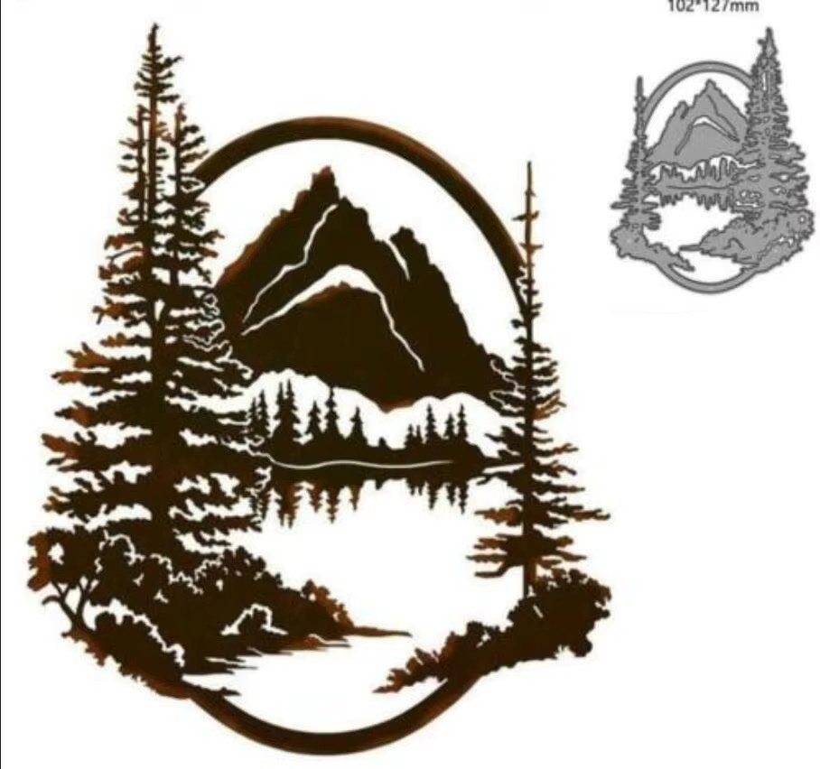 Metall Stanzform für Bastelarbeiten mit Motiven von Baum, Wald, Berg und Hirsch - Bild 3