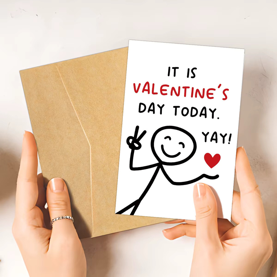 6er-Pack Grußkarten mit Aufklebern und Umschlägen in Weiß für Valentinstag und Jahrestag - Bild 2