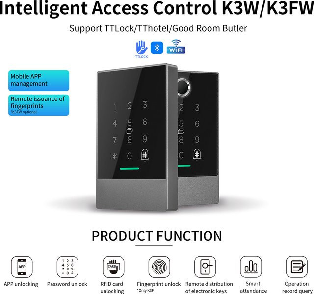 LUCKING DOOR TTlock Smartphone App Access Controller mit 13,56 MHz RFID und NFC, IP67 wasserdichtes Tür Zugangskontrollsystem Kit - Bild 1
