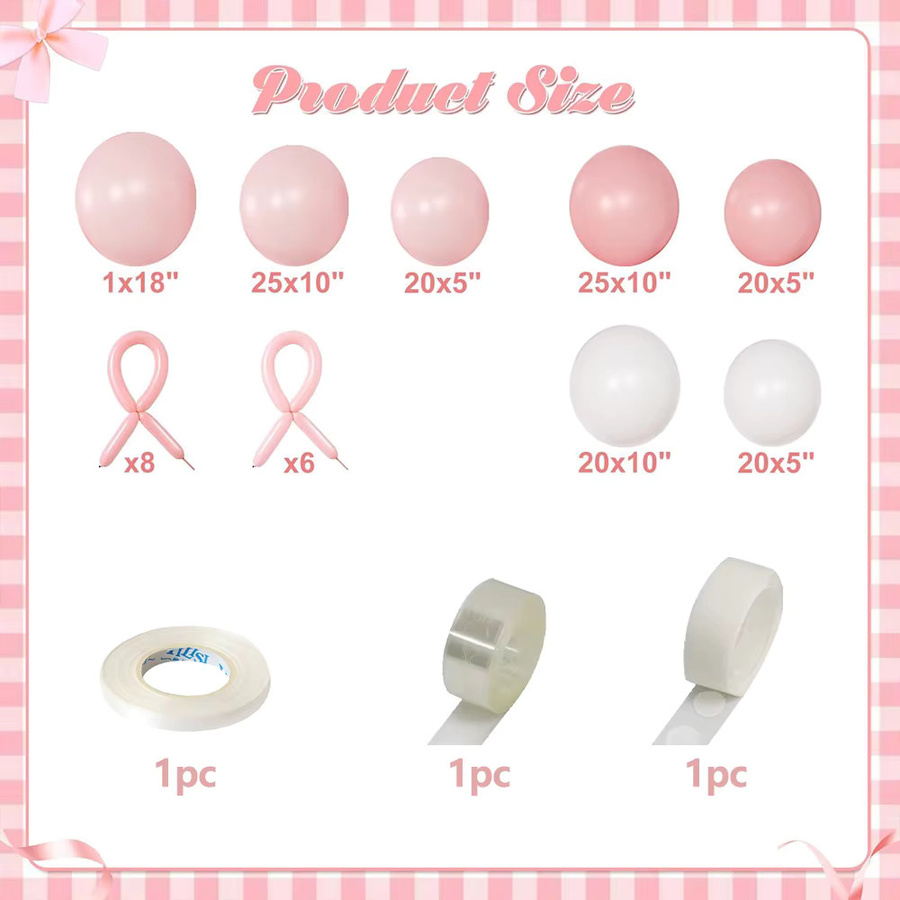 YAYB Ballonbogen Kit mit rosa Schleifen für Mädchen Geburtstag Hochzeit und Brautparty, 149 Stück - Bild 2