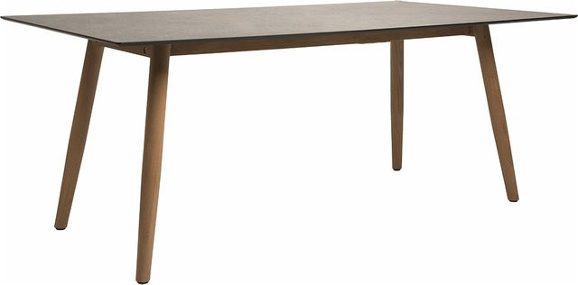 Stern Interno Esstisch mit Teak-Gestell und Silverstar 2.0 Zement Tischplatte in Hellgrau, B/T: 180 x 100 cm - Bild 1