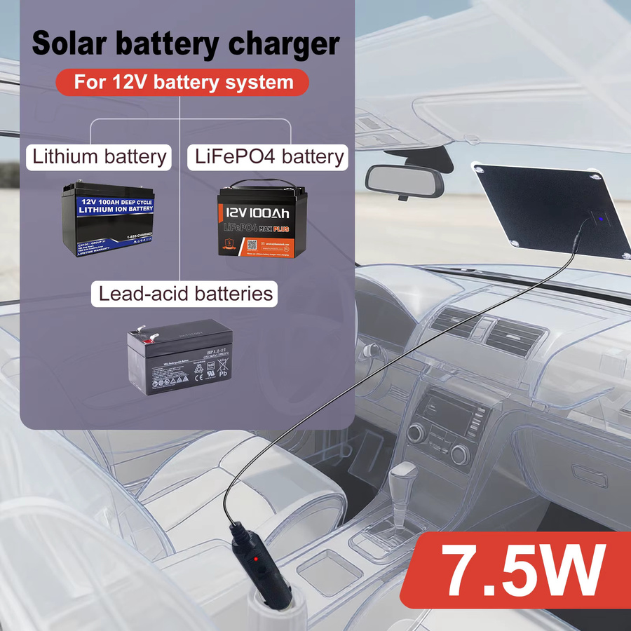 LEAORLD 7,5W 12V MPPT Solar-Batterieladegerät in Schwarz zur Wartung und Erhaltung von Solarpanels - Bild 2
