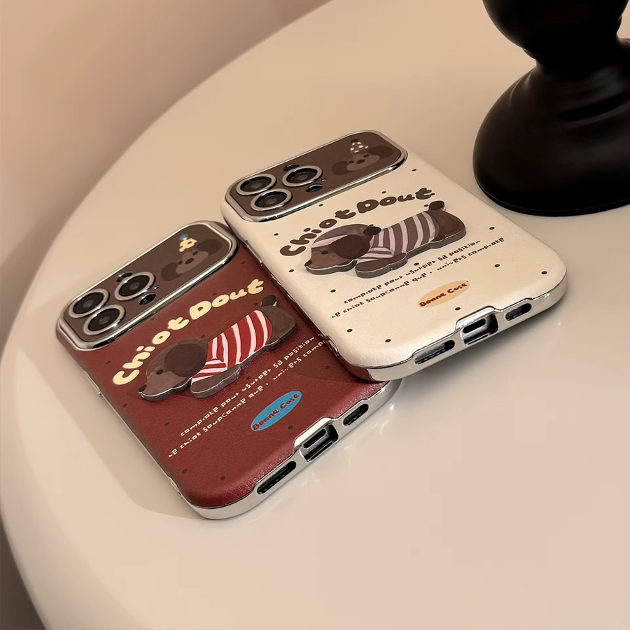 MUQGEW Handyhülle mit Cartoon-Welpen-Design in Lederoptik für iPhone 11 bis iPhone 16 Pro Max, stoßfest, Mehrfarbig - Bild 4