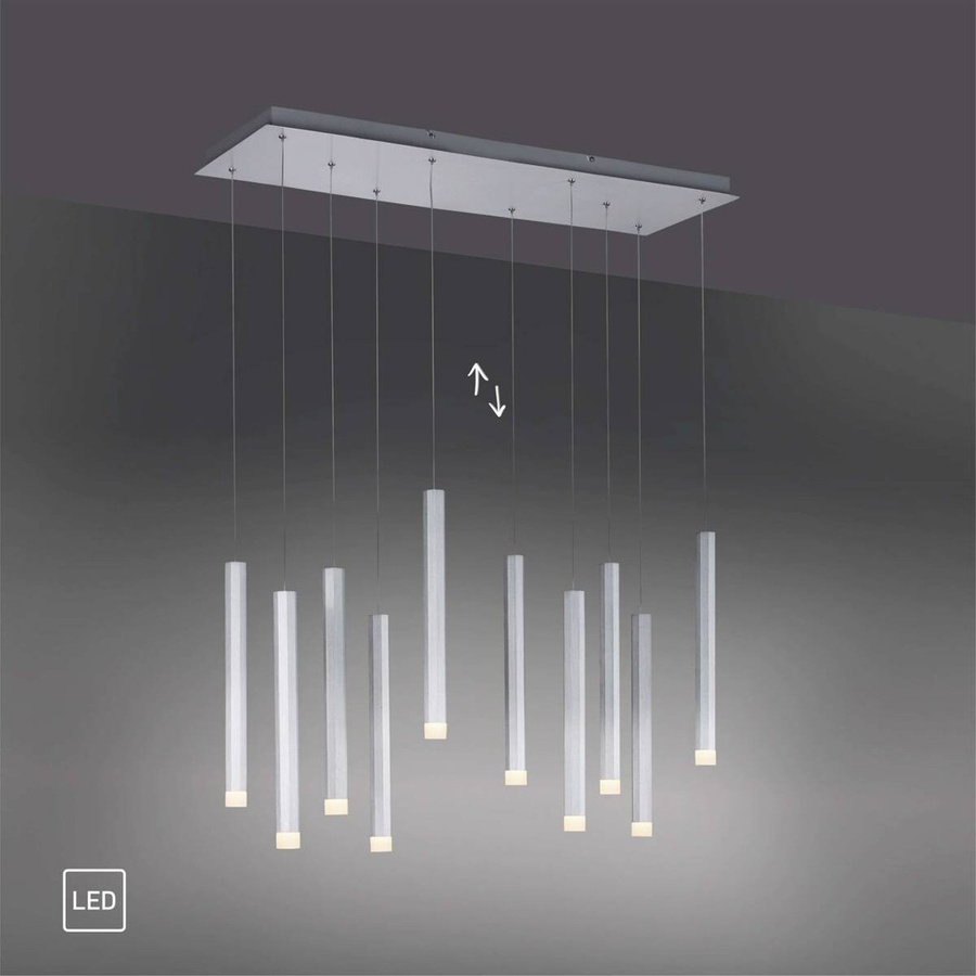 Just Light LED-Pendelleuchte Bruno, 10-flammig, Aluminium, Silber, B/H/T: 89 x 120 x 30 cm - Bild 2