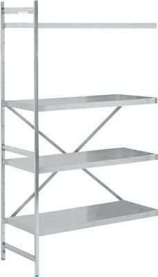 Köhler Anbauregal aus Edelstahl in Silber, matt, mit geschlossenen und verstellbaren Böden, B: 117,5 cm, T: 60,0 cm, H: 200,0 cm - Bild 1