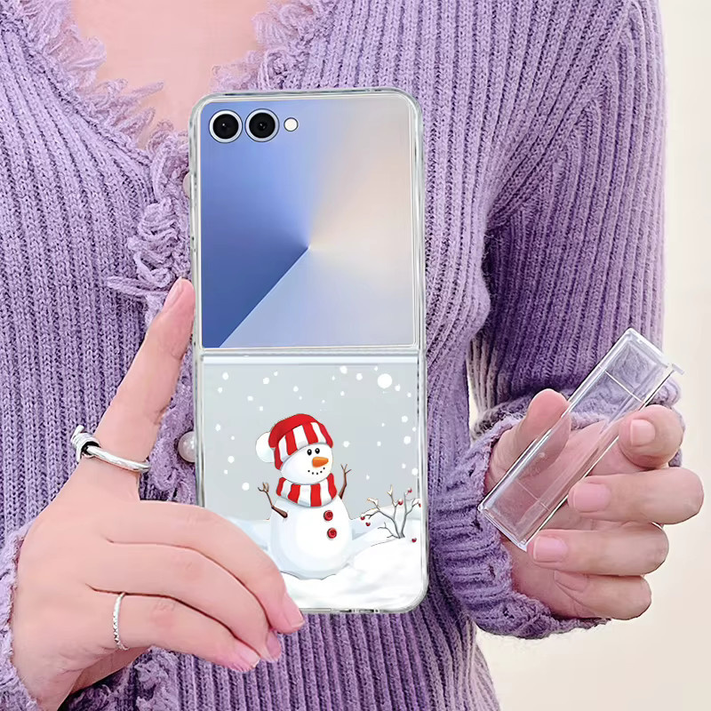 Samsung Galaxy Z Flip Hard Cover mit Schneemann Motiv in Transparent - Bild 4