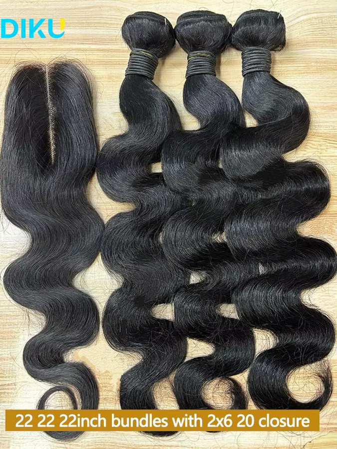 ZIDIKU Brasilianische Haar Bundles, 100% Menschliches Haar, 2x6 HD Spitze Verschluss - Bild 7
