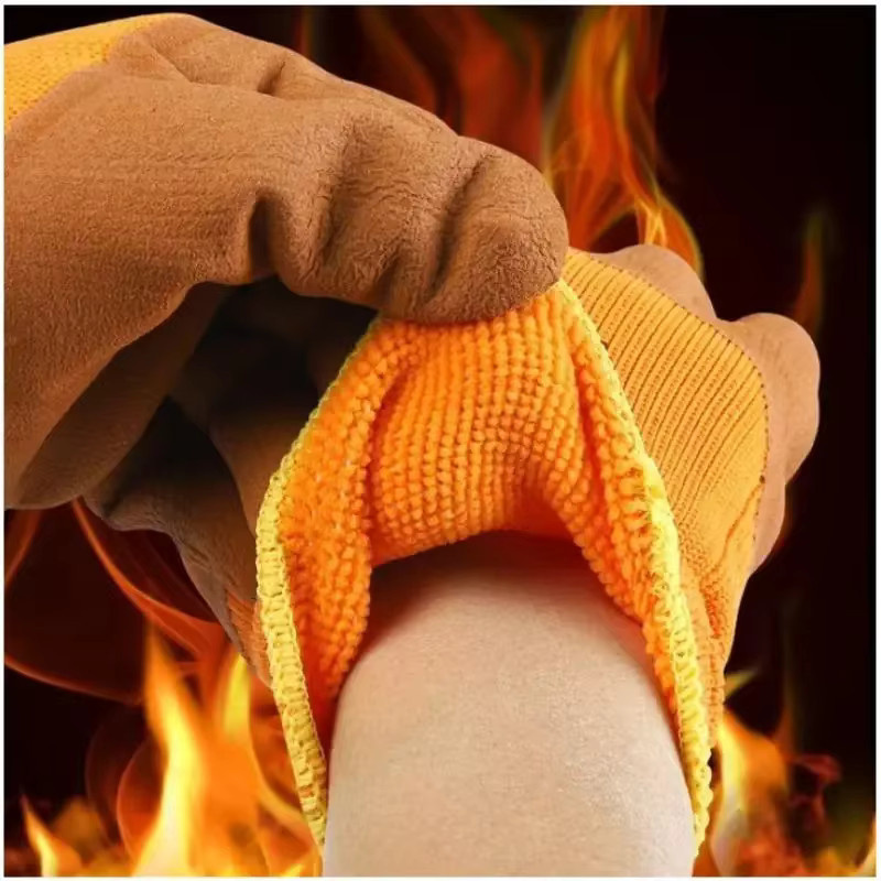 Wasserdichte und thermische Arbeitssicherheitshandschuhe aus Latex in Orange, Größe L - Bild 2
