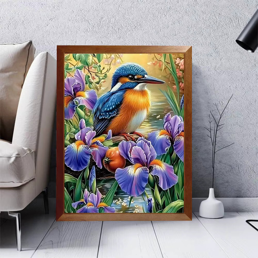 YUTTEE Diamond Painting Set Kolibri und Blumen mit runden Steinen, Mehrfarbig, B/H: 30,0 x 20,0 cm - Bild 2