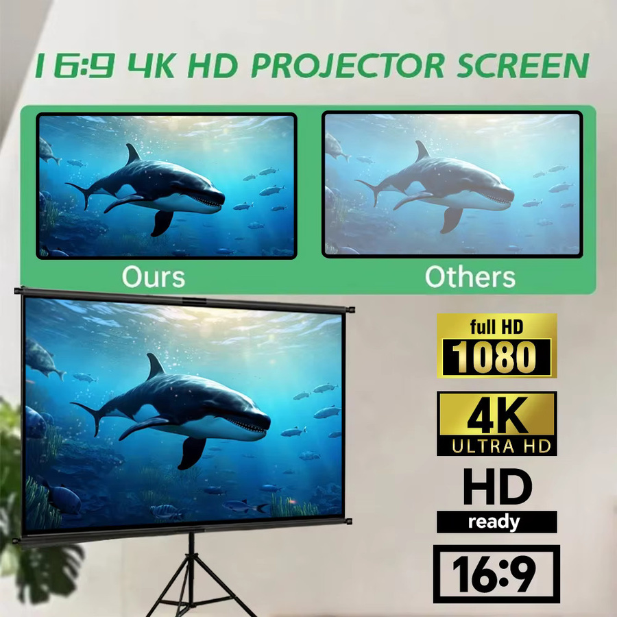 Xiaohui Projektionsleinwand mit Einzelhalterung in Weiß, 4K UHD, 16:9 Format, 84 Zoll - Bild 3
