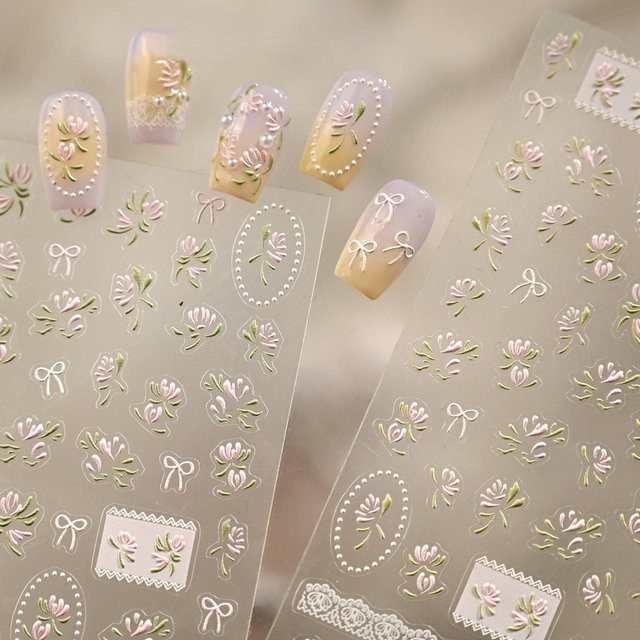 Rhstoe Nagelkunst-Aufkleber, Rosa-Grün, Glänzend - Bild 1