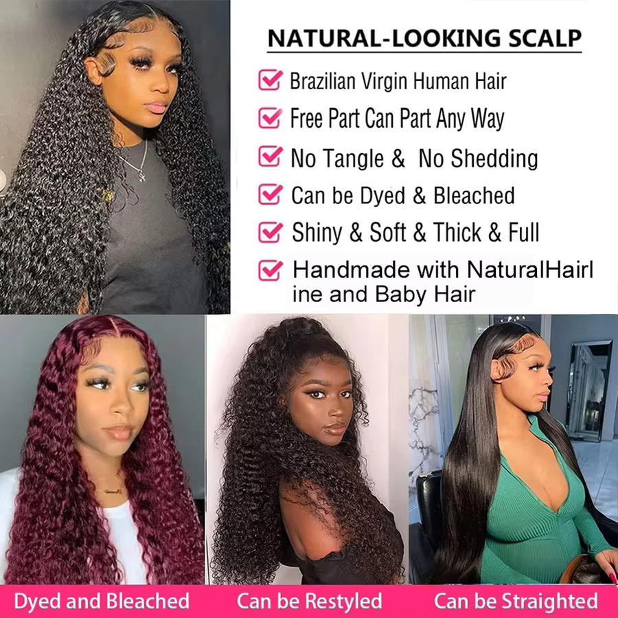 QZOQZO Echthaarperücke, Kinky Curly HD Lace Frontal, 42 Zoll, Damen - Bild 2
