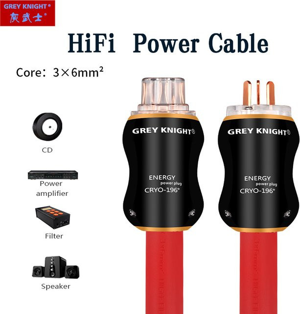 Grey Knight Hi-End HiFi-Audio Netzkabel mit 3x6mm² Reinkupfer-Leitungen für CD-Player und Verstärker Schuko-Stromkabel - Bild 1