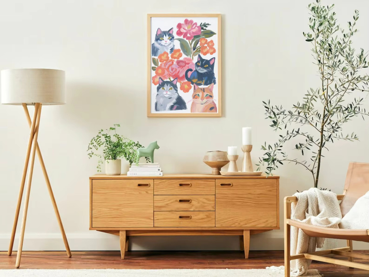 SHENCHEN Blumenkatzen Poster mit floralem Katzenmotiv in Mehrfarben - Bild 2