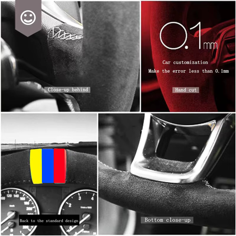 Lenkrad Abdeckung aus Wildleder und Leder für Audi A3 A4 A5 A6 A7 S3 S7 S8 R8 Q2 Q3 Q5 Q7 Q8 SQ5 TT RS3 RS6 von HKOADE - Bild 4