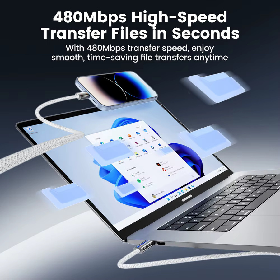 Toocki 27W USB-C auf Lightning Schnellladekabel mit Zinklegierung für iPhone und iPad, Farbe: Weiß - Bild 5