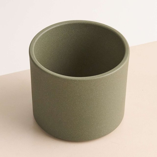Minimalistischer Keramik Übertopf von BLUME2000 in Grün, Höhe: 13,5 cm, Breite: 13,0 cm - Bild 1