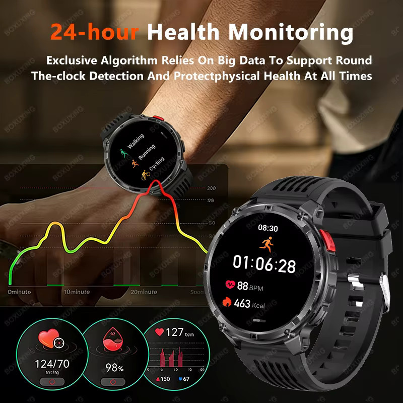 BOXUXING Smartwatch, Schwarz, Silikon, Herren - Bild 3