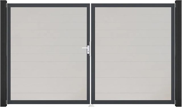 GroJa Tor Basicline Schmal 2-flügelig Weiß Rahmen DB703 B: 306 cm, H: 180 cm DIN Links - Bild 1
