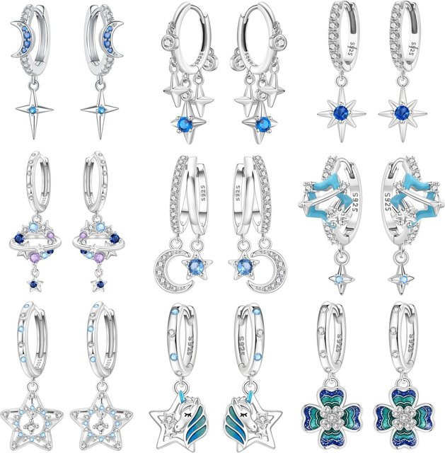 MISEFF Ohrringe, 925 Silber, blau, Stern-Mond, Damen - Bild 1