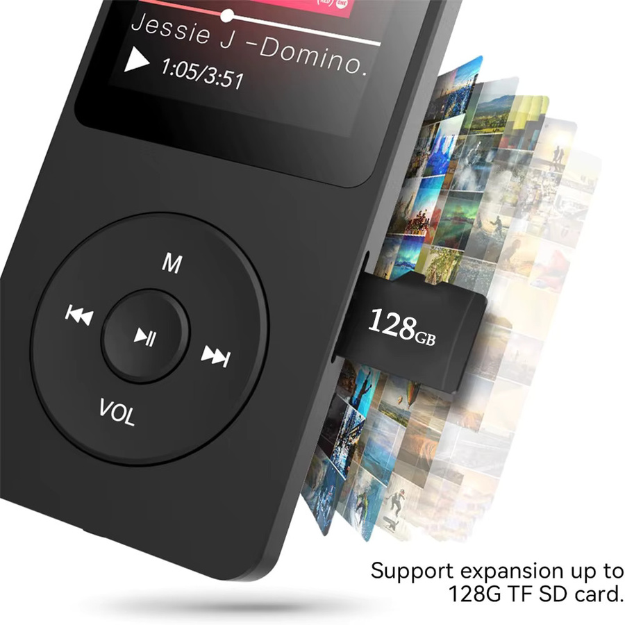 Kebidu Tragbarer MP3-Player mit Bluetooth 5.0, 1,8 Zoll Display, Eingebautem Lautsprecher, FM-Radio und E-Book-Funktion in Schwarz oder Weiß - Bild 3