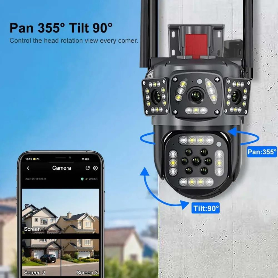 Vstarcam 12MP 6K PTZ-IP-Überwachungskamera mit KI-Personenerkennung, Multi-Objektiv und automatischer Verfolgung für drei Bildschirme, drahtlose CCTV-Sicherheitskamera - Bild 5